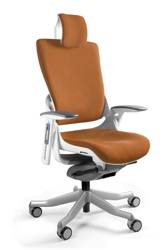 Bürostuhl mit Lordosenstütze WAU2 weiß / MANDARIN | Ergonomischer Chefsessel | Günstige Büromöbel online