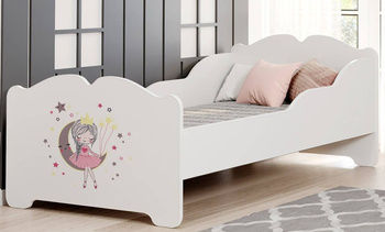 Einzelbett für Mädchen Anna 160 x 80 cm, weiß, mit Lattenrost und Matratze + Motiv "Schlafendes Mädchen"