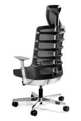Ergonomischer Bürostuhl auf Rädern mit Netzrückenlehne Unique Spinelly - Konstruktion schwarzes Material, Polsterung MUSTARD Stoff
