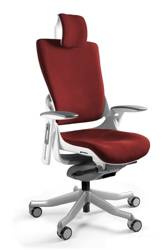 Bürostuhl mit Lordosenstütze WAU2 weiß / DEEPRED | Ergonomischer Chefsessel | Günstige Büromöbel online