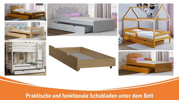 Einzelne Schublade 159,5 cm unter dem Bett, Kiefernfarbe