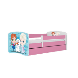 Einzelbett 180 x 80 cm für Kinder Babydreams weiß / pink mit Schublade, Design-Auswahl - "Eisland"-Grafik