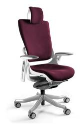Bürostuhl mit Lordosenstütze WAU2 weiß / BURGUNDY | Ergonomischer Chefsessel | Günstige Büromöbel online