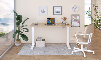 ALTO 101 white – Schreibtisch 120 x 80 cm, elektrisch verstellbar, Sonoma-Eiche Tischplatte, weiß Gestell