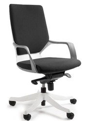 Bürosessel mit verstellbarer Sitzhöhe Unique APOLLO M - Konstruktion weißes Material, Polsterung BLACK Stoff