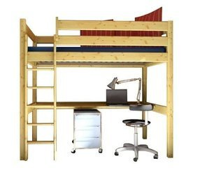 Holz Etagenbett 160x80 cm, Mezzanin mit Schreibtisch AMPARO