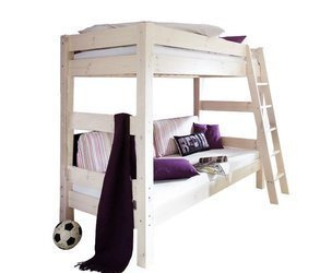 Etagenbett Massivholz 160x80 cm mit Lattenrosten und einer Leiter auf der rechten Seite SANTIAGO