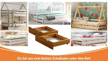 Set – zwei kleine Schubladen, empfohlen für ein Bett mit einer 160 cm langen Matratze, Erle