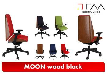 Bürostuhl MOON Holz auf schwarzem Gestell, Polsterung VALENCIA VL-02