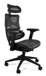 Ergonomischer Bürostuhl Unique ERGOTECH black frame - schwarze Konstruktion, schwarze Rückenlehne und Sitzfläche aus Mesh