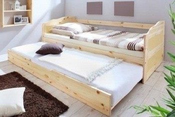 Doppelbett aus Holz mit Matratzen und Lattenrosten DALIA