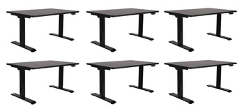 Set: 6 x ALTO 101 black – Schreibtisch 120 x 80 cm, elektrisch verstellbar, schwarze Tischplatte, schwarzes Gestell
