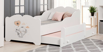 Doppelbett für Mädchen Anna 160 x 80 cm mit Matratzen und Lattenrosten + Motiv "Kleiner Elefant"