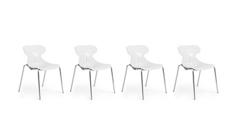 Set: 4 x Konferenzstuhl auf Beinen MARIQUITA weiß | Moderne Wartezimmerstühle | Stapelstühle kaufen