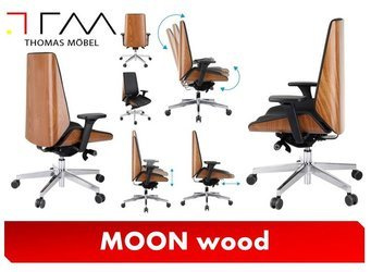 Bürosessel MOON Holz chrome, Farbstoff VALENCIA VL-01