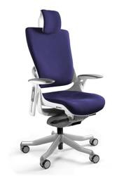 Bürostuhl mit Lordosenstütze WAU2 weiß / NAVYBLUE | Ergonomischer Chefsessel | Günstige Büromöbel online