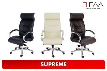 Chefsessel aus braunem Leder und Chrombasis - SUPREME - Kostenloser Versand DE / AT