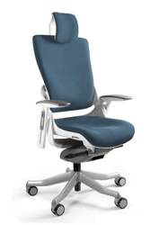 Bürostuhl mit Lordosenstütze WAU2 weiß / STEELBLUE | Ergonomischer Chefsessel | Günstige Büromöbel online