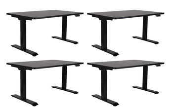 Set: 4 x ALTO 101 black – Schreibtisch 120 x 80 cm, elektrisch verstellbar, schwarze Tischplatte, schwarzes Gestell