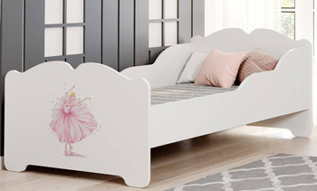 Einzelbett für Mädchen Anna 160 x 80 cm, weiß, mit Lattenrost und Matratze + Motiv "Prinzessin mit Krone"