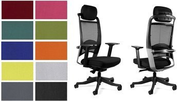 Schwarze Bürostühle mit schwarzer Mesh Rückenlehne - Unique FULKRUM black