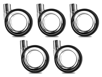 Set: 5 x gummierte Rollen Ø 75 mm FASHION für Bürostühle